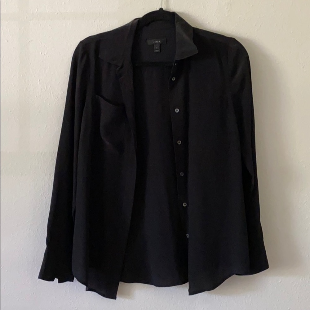 Black Silk J Crew Button Down Shirt
